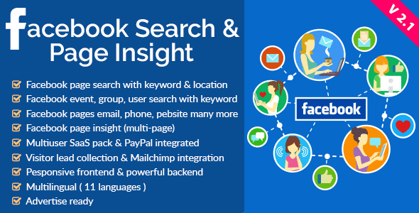 اسکریپت موتور جستجوی فیسبوک Facebook Search & Page Insight